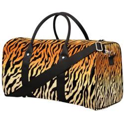 Tiger Skin Travel Duffle Bag for Men Women Tiger Pattern Overnight Weekender Bag Foldable Travel Duffel Bag Large Sports Gym Bag Waterproof Luggage Tote Bag Tear Resistant, Mehrfarbig, 17.4 x 8.3 x von Yzrwebo