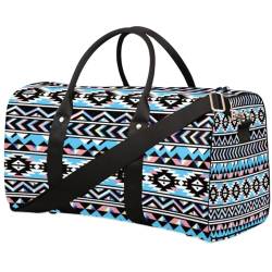 Tribe Aztec Travel Duffle Bag for Men Women Zig Zag Print Overnight Weekender Bag Foldable Travel Duffel Bag Large Sports Gym Bag Waterproof Luggage Tote Bag Tear Resistant, Mehrfarbig, 17.4 x 8.3 x von Yzrwebo