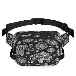 Tribe Elephant Fanny Packs Gürteltasche für Damen Mann Paisley Boho Hüfttasche Mode Crossbody Tasche Hüfte Bauchtasche mit verstellbarem Gurt für Outdoor Workout Casual Reisen Laufen Wandern von Yzrwebo