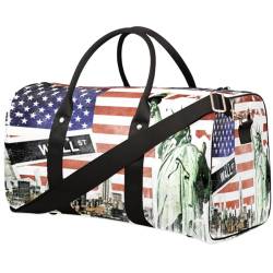 Usa Flag New York Travel Duffle Bag for Men Women Statue Liberty Overnight Weekender Bag Foldable Travel Duffel Bag Large Sports Gym Bag Waterproof Luggage Tote Bag Tear Resistant, Mehrfarbig, 17.4 x von Yzrwebo