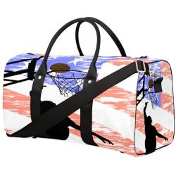 Usa Flag Travel Duffle Bag for Men Women Basketballs Athletes Overnight Weekender Bag Foldable Travel Duffel Bag Large Sports Gym Bag Waterproof Luggage Tote Bag Tear Resistant, Mehrfarbig, 17.4 x 8.3 von Yzrwebo
