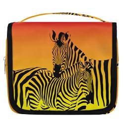 Yzrwebo Afrikanisches Zebra-Reise-Kulturbeutel f¨¹r Frauen, Zebra-Druck, tragbare Reise-Make-up-Tasche, wasserabweisende Reisetasche und Organizer, Kosmetik-Zubeh?r, Mehrfarbig/Meereswellen von Yzrwebo