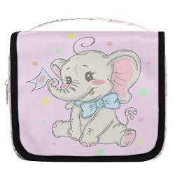 Yzrwebo Baby Elefant h?ngende Reise-Kulturtasche f¨¹r Frauen, gepunktet, tragbare Reise-Make-up-Tasche, wasserabweisende Reisetasche und Organizer, Kosmetik-Tasche f¨¹r wichtige Dinge, Mehrfarbig von Yzrwebo