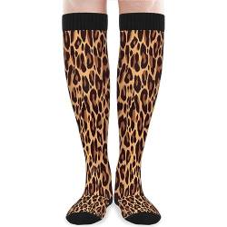 Yzrwebo Kniestrümpfe mit Leopardenmuster, für Damen und Herren, Leopardenmuster, sportliche lange Schlauchsocken, lässige warme Socken für Sport, Laufen, Reisen, 1 Paar, Mehrfarbig, Einheitsgröße von Yzrwebo