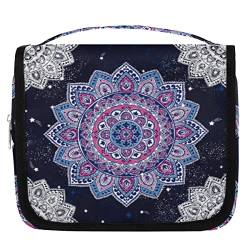 Yzrwebo Mandala-Muster, h?ngende Reise-Kulturtasche f¨¹r Damen, indische Blumen, tragbare Reise-Make-up-Tasche, wasserabweisende Reisetasche und Organizer, Kosmetik-Zubeh?r, Mehrfarbig/Meereswellen von Yzrwebo