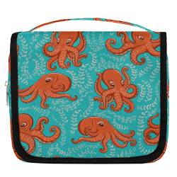 Yzrwebo Ocean Octopus H?ngende Reise-Kulturbeutel f¨¹r Frauen, Oktopus-Muster, tragbare Reise-Make-up-Tasche, wasserabweisende Reisetasche und Organizer, Kosmetik-Essentials-Zubeh?r, Mehrfarbig von Yzrwebo