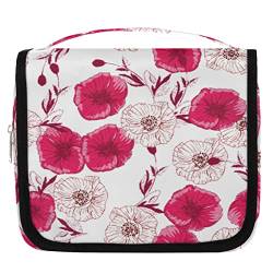 Yzrwebo Poppy Flower Paint H?ngende Reise-Kulturbeutel f¨¹r Frauen, Mohnblumen, tragbare Reise-Make-up-Tasche, wasserabweisende Reisetasche und Organizer, Kosmetik-Zubeh?r, Mehrfarbig/Meereswellen von Yzrwebo