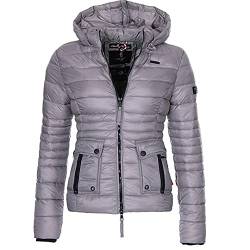 2021 Winter Damen Warm Puffer Jacke Casual Slim Fit Hooded Overcoat, grau, Large von Z-BAIBAO