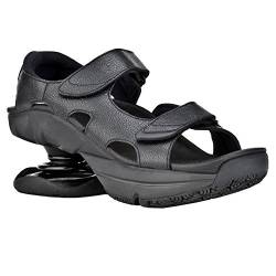 Z-CoiL Schmerzlindernde Schuhe: Sidewinder Damen-Sandale aus schwarzem Leder – rutschfest/offene KoiL, Schwarz, 40.5 EU von Z-CoiL
