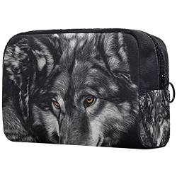 Kosmetiktasche Reise Wolf Make-Up Taschen wasserdichte Organizer Multifunktions Fall mit Reißverschluss Kulturbeutel für Frauen 18.5x7.5x13cm von Z&Q