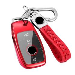 【4 Farben】 Z.MYUKI GLA 200 250 AMG SUV Schlüsselhülle mit Schlüsselanhänger für Mercedes Benz GLA H247 2019-2022 2023 Zubehör Original (Rot) von Z.MYUKI