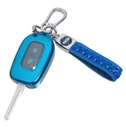Z.MYUKI 【4 Farben】 Sandero Stepway 3 Schlüsselhülle mit Schlüsselanhänger für Dacia Sandero III 2020-2023 2024 Zubehör Key Cover (Stil 2, Blau) von Z.MYUKI