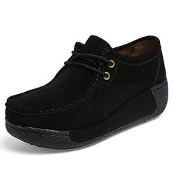 Z.SUO Damen Casual Mokassins Wildleder Bequem Schuhe Halbschuhe Freizeit(40 EU,Schwarz) von Z.SUO