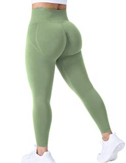 ZAAYO Damen Gym Leggings Sport Booty Scrunch Butt High Waist Seamless Yoga Hosen, Green S von ZAAYO