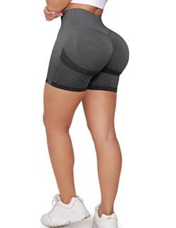 ZAAYO Damen Scrunch Butt Sports Shorts Push Up Booty Nahtlos Biker Yoga Fitness Gym Shorts Dark Grey S von ZAAYO