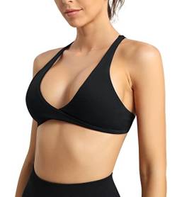 ZAAYO Damen Sport BH Push Up Fitness Oberteil Gepolstertes Bustier Sexy Yoga BHS Schwarz Large von ZAAYO