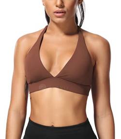 ZAAYO Damen Sport BH Push Up Fitness Oberteil Gepolstertes R¨¹ckenfrei Bustier Sexy Yoga Bra Rot X-Small von ZAAYO