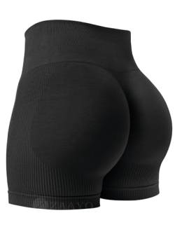 ZAAYO Damen Sport Shorts 5" Gym Shorts Booty Scrunch High Wasit Sporthose Kurz Leggings Workout Shorts Push Up Radlershorts Fitness Schwarz XL von ZAAYO