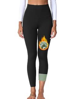 ZAAYO Damen Thermo Leggings Mit Fleece Warm Winter Gefüttert Sporthose Hohe Taille Sport Leggings Black S von ZAAYO