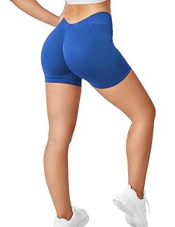 ZAAYO Scrunch Butt Sporthose Shorts für Damen Fitness Gym Kurze Blau Small von ZAAYO