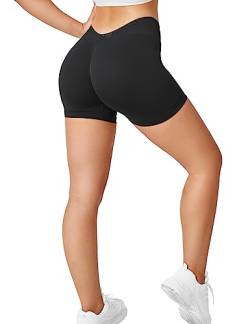 ZAAYO Scrunch Butt Sporthose Shorts für Damen Fitness Gym Kurze Schwarz Large von ZAAYO