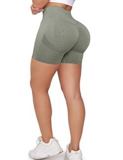 ZAAYO Scrunch Butt Sports Shorts F¨¹r Damen Push Up Booty Nahtlos Biker Yoga Fitness Gym Shorts Khaki S von ZAAYO