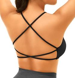 ZAAYO Sport BHS Damen Crop Top Push Up Gym Padded Bustier Bra Backless Basic Sommer-BH Schwarz Small von ZAAYO