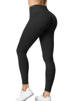 ZAAYO Sport Leggings Damen High Waist Scrunch Butt Gym Leggings Seamless Blickdicht Sporthose für Sport Yoga Fitness Workout Schwarz X-Small von ZAAYO