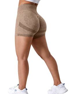 ZAAYO Sport Scrunch Butt Shorts 3.5" Blickdicht Sporthose Gym Fitnesshose Kurz Hose Braun Medium von ZAAYO