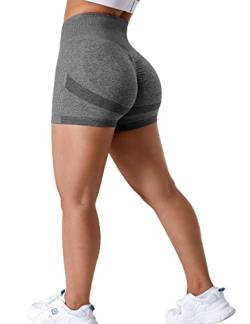 ZAAYO Sport Scrunch Butt Shorts 3.5" Blickdicht Sporthose Gym Fitnesshose Kurz Hose Dunkelgrau Large von ZAAYO