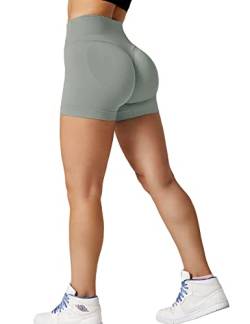 ZAAYO Sport Scrunch Butt Shorts 3.5" Blickdicht Sporthose Gym Fitnesshose Kurz Hose Grau Medium von ZAAYO