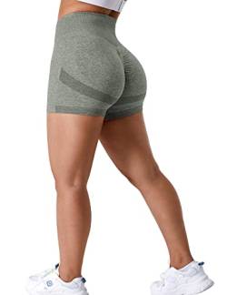 ZAAYO Sport Scrunch Butt Shorts 3.5" Blickdicht Sporthose Gym Fitnesshose Kurz Hose Grün Small von ZAAYO