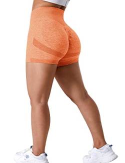 ZAAYO Sport Scrunch Butt Shorts 3.5" Blickdicht Sporthose Gym Fitnesshose Kurz Hose Orange Medium von ZAAYO