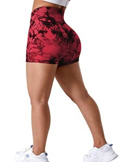 ZAAYO Sport Scrunch Butt Shorts 3.5" Blickdicht Sporthose Gym Fitnesshose Kurz Hose Rot,M von ZAAYO