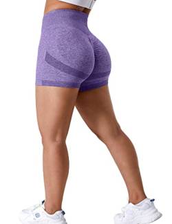 ZAAYO Sport Scrunch Butt Shorts 3.5" Blickdicht Sporthose Gym Fitnesshose Kurz Hose Violett Medium von ZAAYO