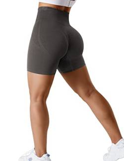 ZAAYO Sport Shorts für Damen Gym Kurze Scrunch Butt Hoch Taille Kontur Nahtlos Sporthose Grau X-Large von ZAAYO