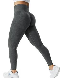 ZAAYO Sports Leggings F¨¹r Damen Scrunch Butt Gym Hohe Bund Push Up Booty Leggings Grau, Large von ZAAYO