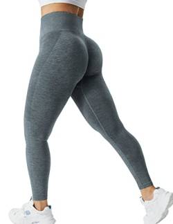 ZAAYO Sports Leggings F¨¹r Damen Scrunch Butt Gym Hohe Bund Push Up Booty Leggings Kohlenstoff Grau, Large von ZAAYO