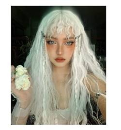 TäGlichen Gebrauch Perücke Frauen Elegante Weiße Perücke Tief Lockig Gewellte Perücke Synthetische Perücke Geeignet Für Die Tägliche Party Haar Perücke von ZAEGO
