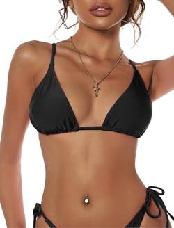 ZAFUL Damen-Bikinioberteil, Triangel-Bikinioberteil, Push-Up, gepolstert, sexy Badeanzug, 1-schwarz, Medium von ZAFUL