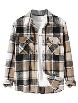 ZAFUL Herren-Hemd, lange Ärmel, klassische Flanell-Hemdjacke mit Knopfleiste, C-coffee, XX-Large von ZAFUL