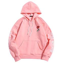 ZAFUL Hoodie Herren Letter Sweatshirt mit Kangaroo Pocket für Herbst Winter (Rosa, XXL) von ZAFUL