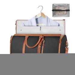 Kleidersäcke für Reisen für Damen & Herren, Wasserdicht Handgepäck Kleidertasche, Leder-Kleidersäcke für Reisen, 2-in-1 zum Aufhängen Anzugtasche Reisetasche Duffle-Tasche von ZAGARO