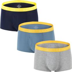 ZAIGELUO Bambus Herren Boxershorts Atmungsaktiv Weiche Männer Retroshorts Unterhosen Trunks mit Beutel Short Beinen Unterwäsche Sporthose L 3er Pack von ZAIGELUO