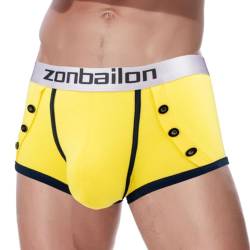 ZAIGELUO Bambus Herren Boxershorts Unterwäsche Atmungsaktive Weiche Retroshorts Männer Short Leg Unterhosen M Gelb von ZAIGELUO