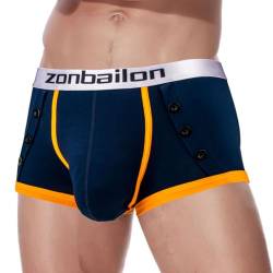 ZAIGELUO Bambus Herren Boxershorts Unterwäsche Atmungsaktive Weiche Retroshorts Männer Short Leg Unterhosen XL Navy von ZAIGELUO