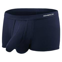 ZAIGELUO Boxershorts Herren Elefanten Unterwäsche Modal Underhose mit Eingriff Dual Pouch Underwear Trunk 2XL Blau von ZAIGELUO