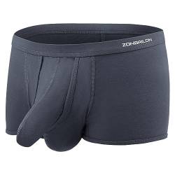 ZAIGELUO Boxershorts Herren Elefanten Unterwäsche Modal Underhose mit Eingriff Dual Pouch Underwear Trunk 3XL Grau von ZAIGELUO