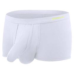 ZAIGELUO Boxershorts Herren Elefanten Unterwäsche Modal Underhose mit Eingriff Dual Pouch Underwear Trunk L Weiß von ZAIGELUO