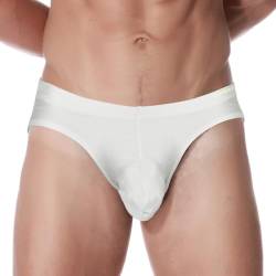 ZAIGELUO Eisseide Slips Herren Silk Briefs Underhose Weich Nahtlos Schnell Trocknende Low Rise Männer Unterwäsche 3XL Weiß von ZAIGELUO